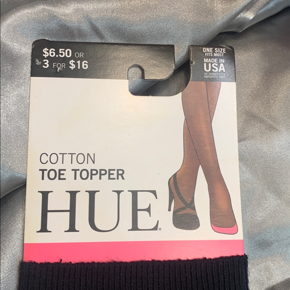 🌹HUE • New Women’s Black Cotton No-Show for Heels & Slouch Socks - 2 Pair Set •